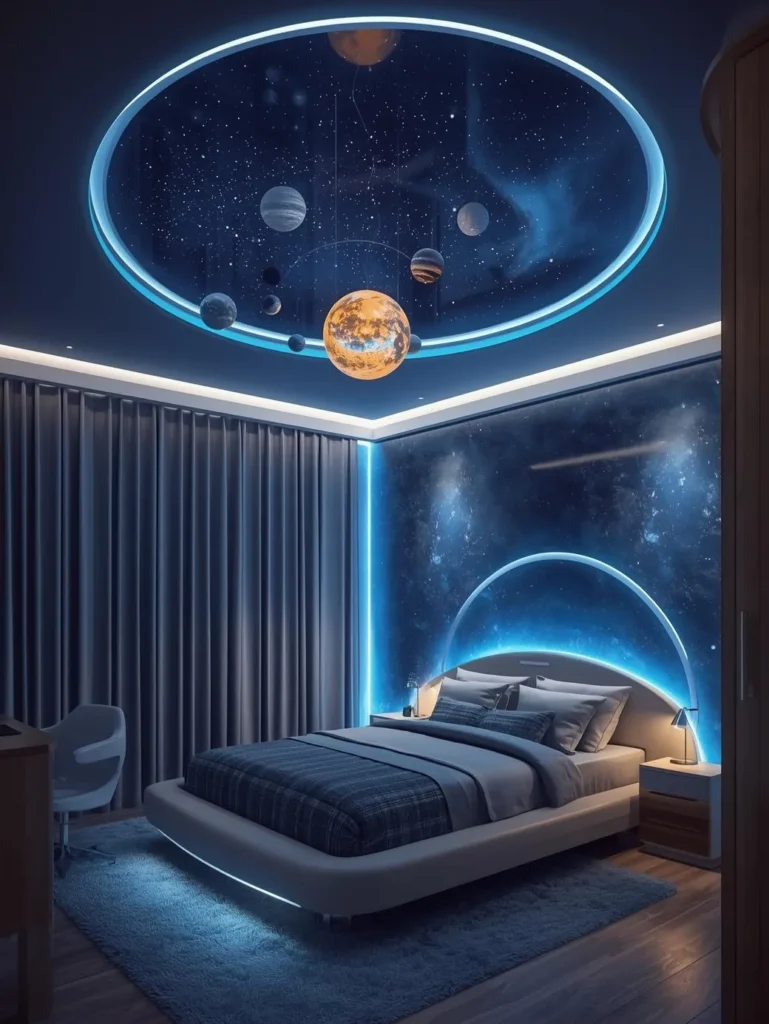 futuristic kids bedroom space theme