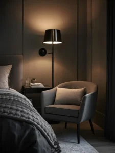 gray bedroom reading