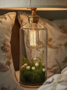 hand-blown clear glass table lamp