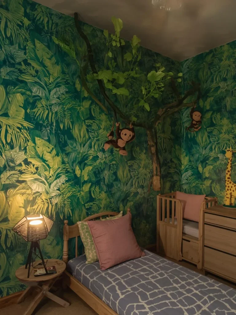 jungle themed kids bedroom