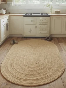 large oval braided jute-cotton rug