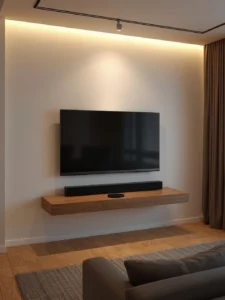living room with a large wall-mounted flat screen TV