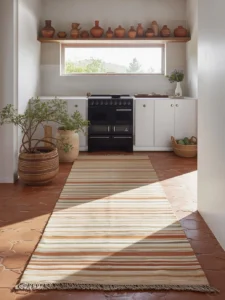 long handwoven striped cotton dhurrie runner