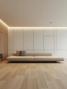 low-profile beige platform sofa