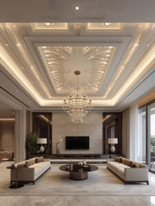 luxury living room architectural ceiling design