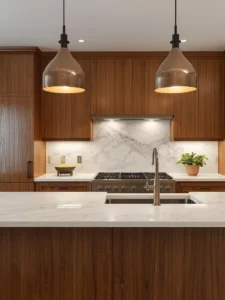 luxury oak and marble kitchen