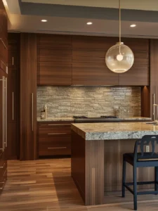 luxury oak kitchen with stone island,