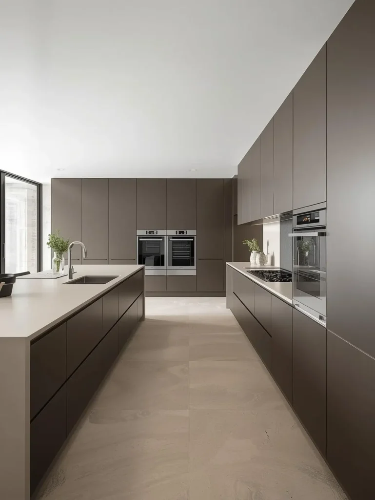 luxury open kitchen with fully integrated appliances