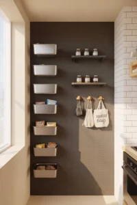 matte black pegboard pantry wall