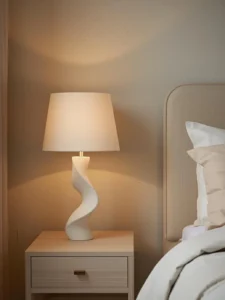 matte white plaster table lamp