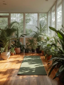 minimal yoga sunroom