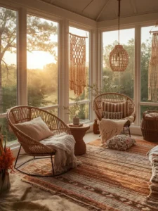 modern boho sunroom