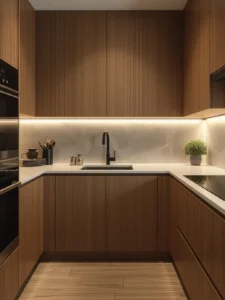 oak kitchen with hidden LED lighting