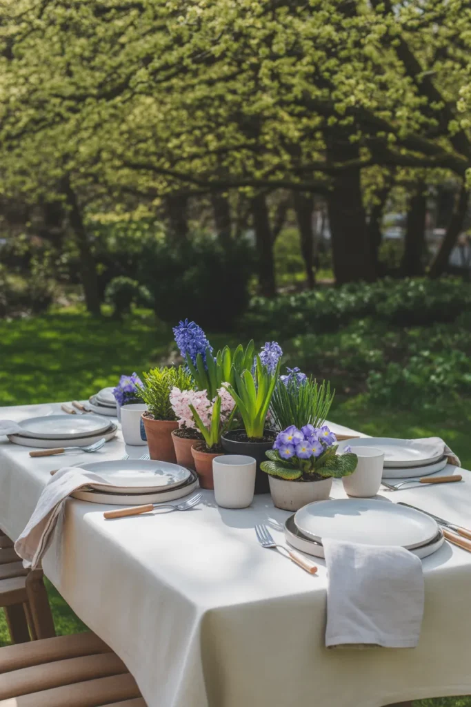 outdoor patio dining table set for Easter brunch