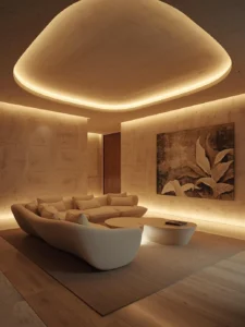 sculptural curved sofa