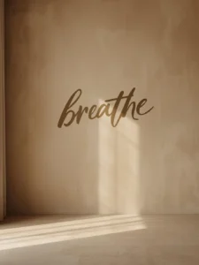 single large hand-lettered word 'BREATHE'