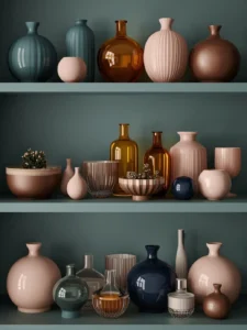 single shelf with three grouped arrangements