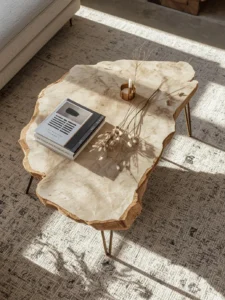 single-slab travertine coffee table