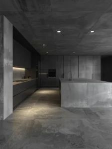 slate grey concrete-look porcelain tiles