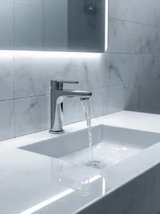 sleek polished chrome touchless sensor bathroom faucet