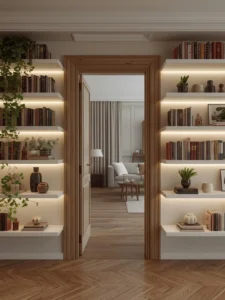 small apartment living room doorframe flanked