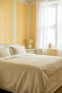 soft butter yellow walls with crisp white trim