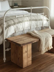 thick reclaimed barn wood bedroom bench