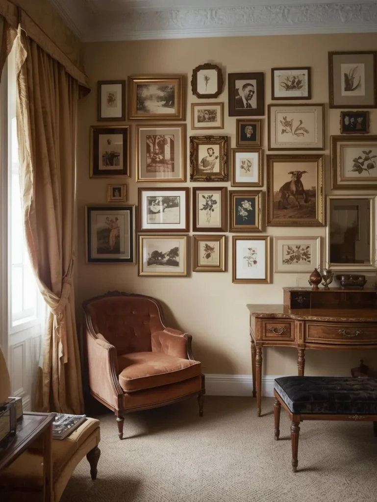 vintage bedroom with gallery