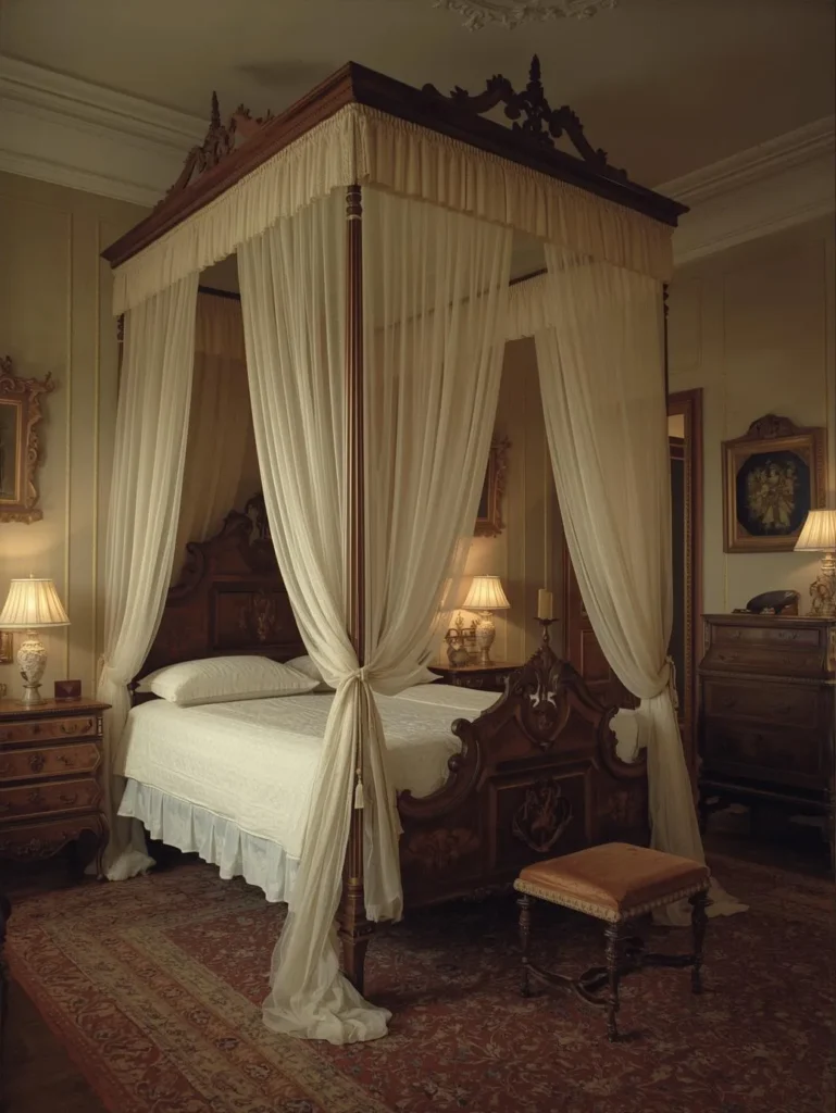 vintage canopy bed bedroom