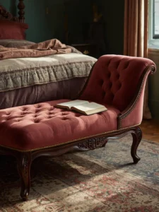 vintage mahogany-framed chaise lounge