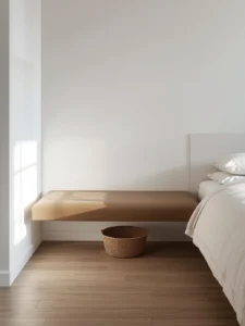 wall-mounted floating bedroom bench