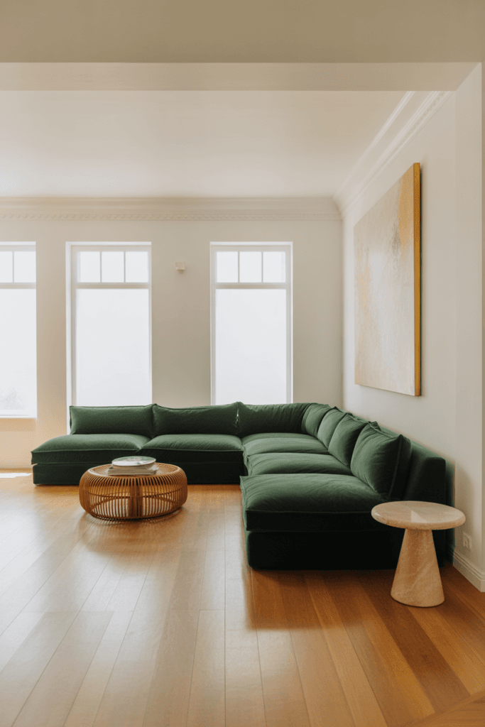 A bright, light-filled American living room