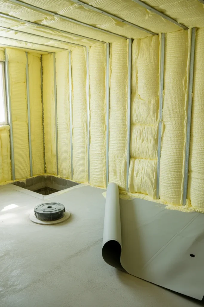 A clean unfinished basement mid-renovation