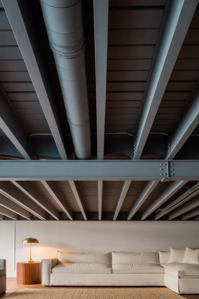 A dramatic basement ceiling detail