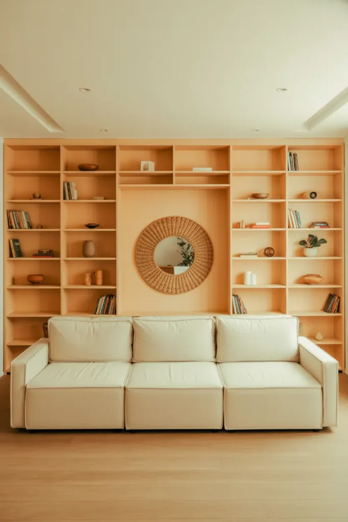 A living room designed to look custom-built