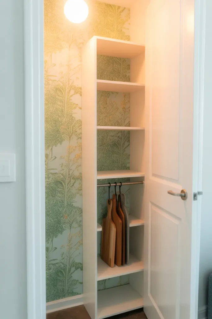 A rental apartment pantry closet