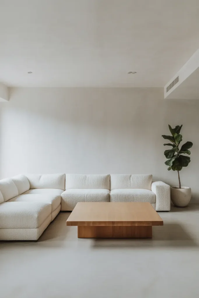 A spare, minimal living room