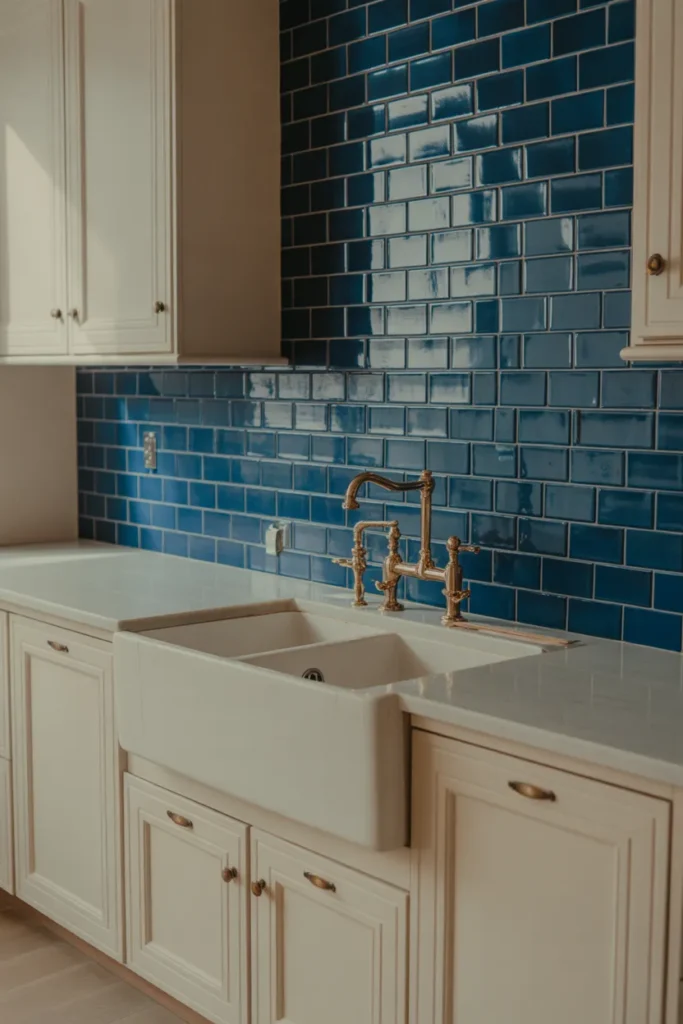 An American kitchen with white shaker cabinets