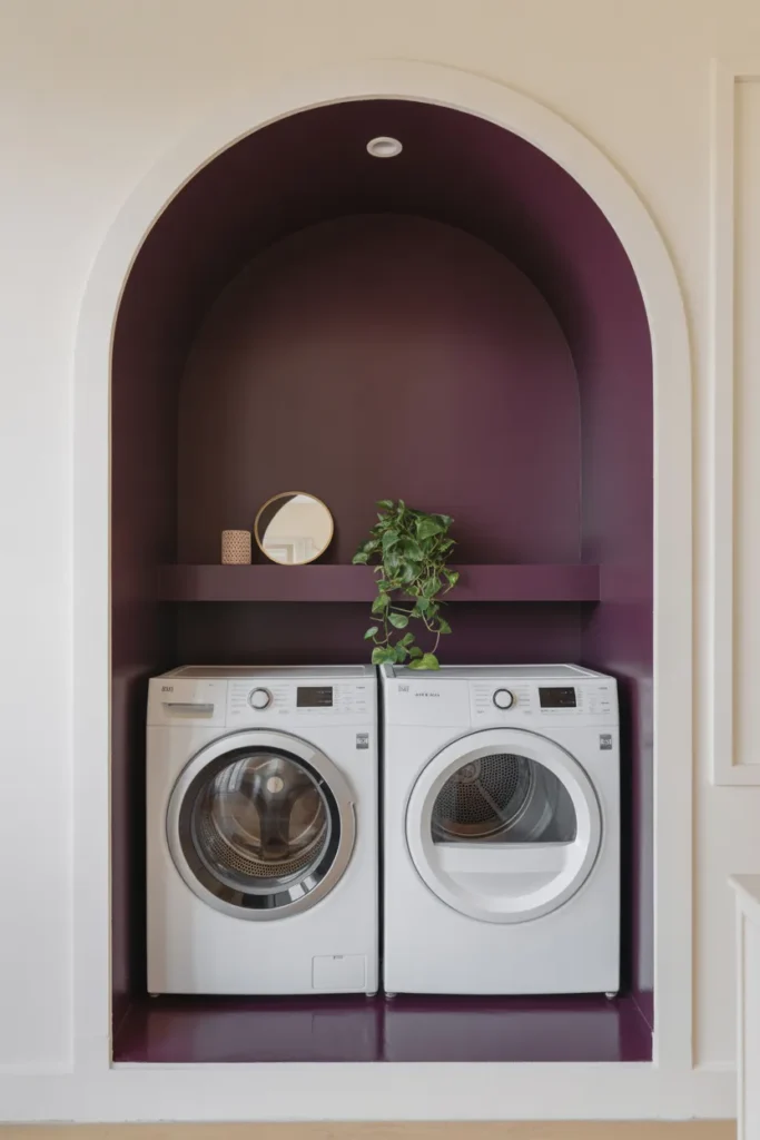 Arched Niche With Bold Interior Color Behind the Machines