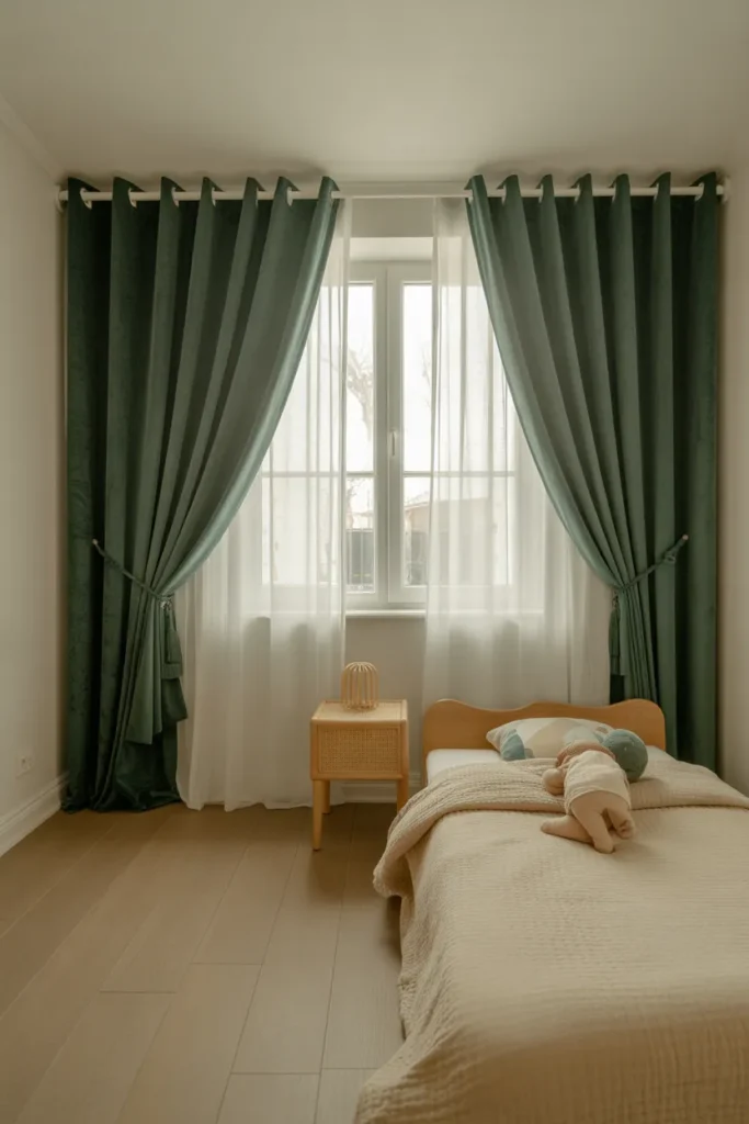 Blackout Curtains Layered With Sheer Panels