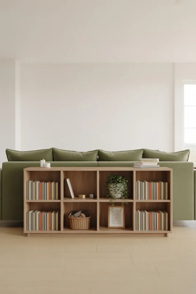 Bookcase-Style Console for a Reading and Display Zone