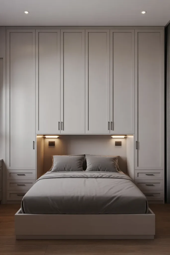 Built-In Bed With Flanking Storage Alcoves