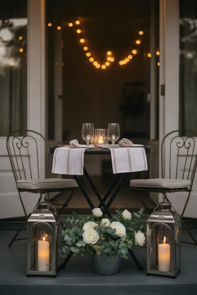 Candlelit Table Setting on the Porch
