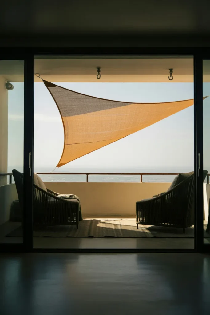 Ceiling-Mounted Shade Sail for Sun Control