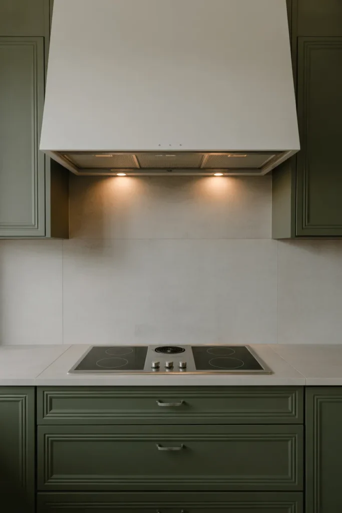 Concealed Range Hood Behind a Flush Ceiling Panel