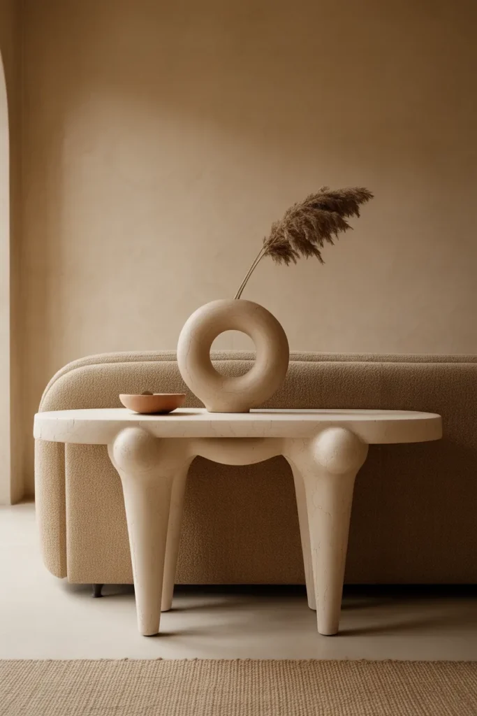 Curved Console Table in a Sculptural Statement Finish