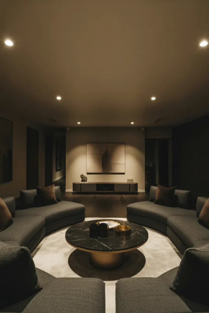 Curved Sectional With a Round Coffee Table