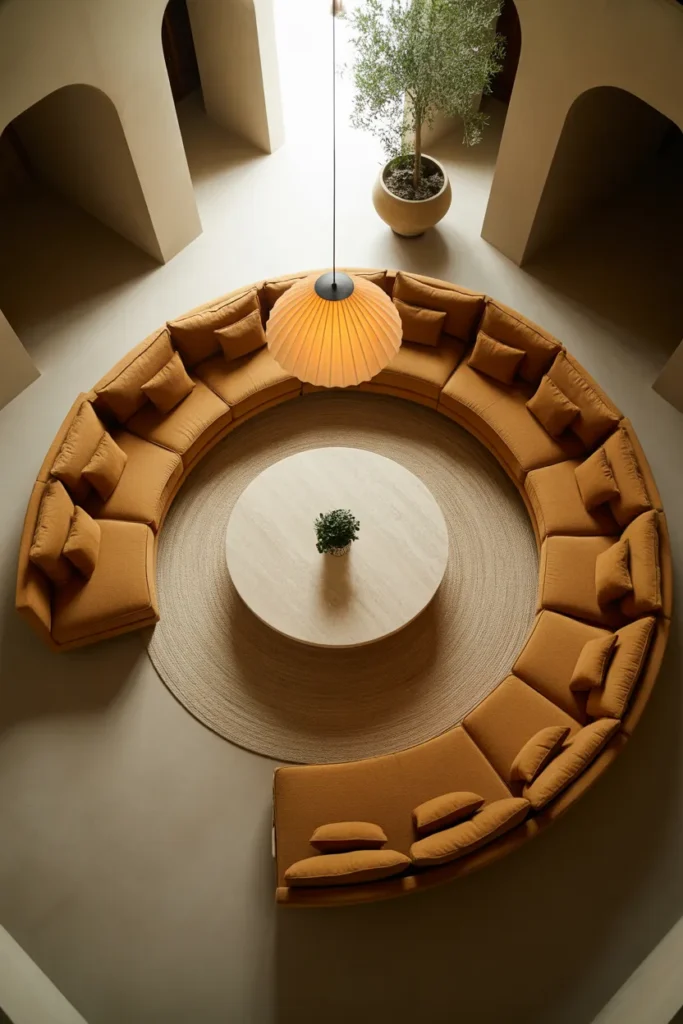 Curved Sectional in a Circular Living Room