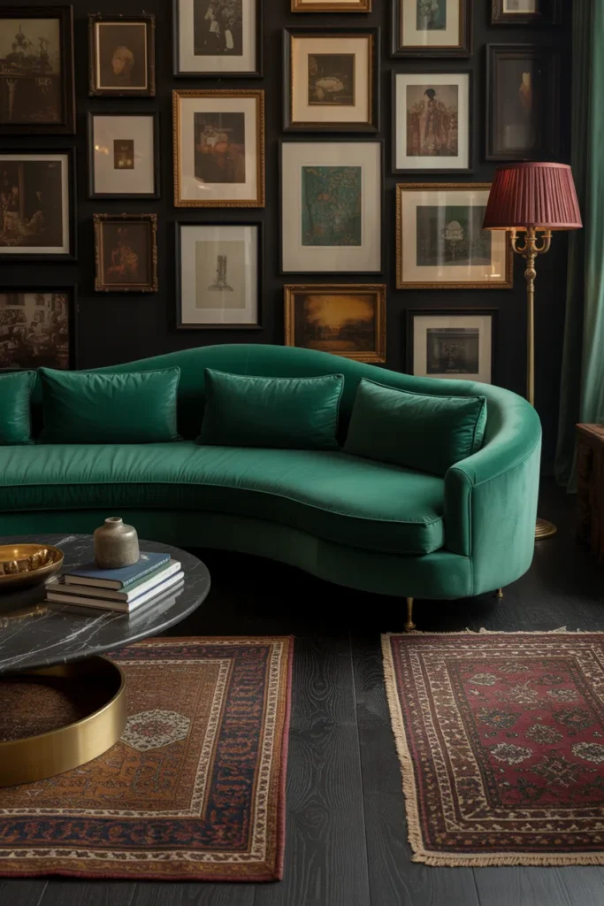 Curved Sofa Into a Maximalist Room