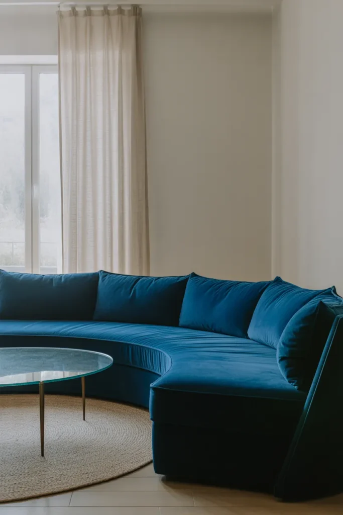 Curved Sofa in a Jewel-Toned Color